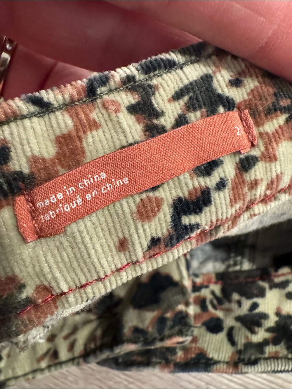 Anthropologie Pilcro high-rise skinny camo corduroy pants w/ texture - Picture 5 of 10